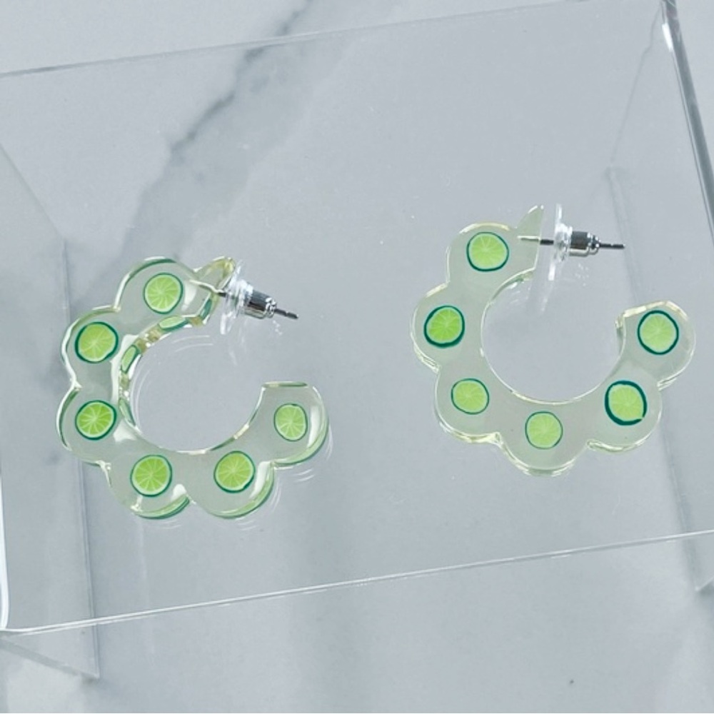 Urban Outfitters Lime Fruit Slice Acrylic Hoop Earrings